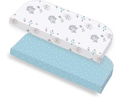 SnelShoppen - Fitted Sheet 50 x 89 cm (X2) - 100% Katoen - Oeko-Tex - Zachte en Ademend - Geschikt voor Babybay - Blauw