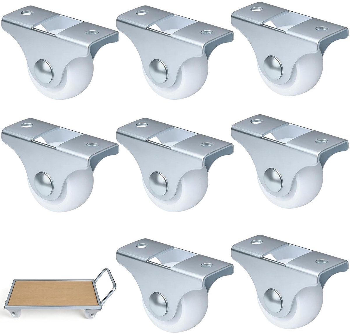 Set van 8 stevige meubelwielen 25 mm - Vaste zwenkwielen voor meubels en transport - Robuuste wielen voor palletmeubels, dozen en trolleys, ideaal voor gebruik in huis en kantoor