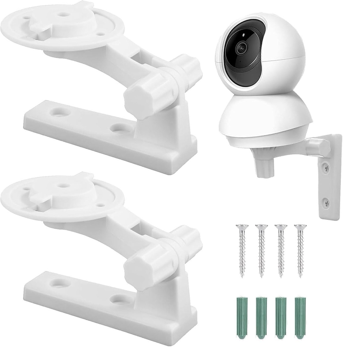 SnelShoppen - Pack van 2 Camera Wandmontage voor Beveiligingscamera's, Compatibel met Diverse Modellen, Verstelbare Hoek, 180° Rotatie, Inclusief Beve