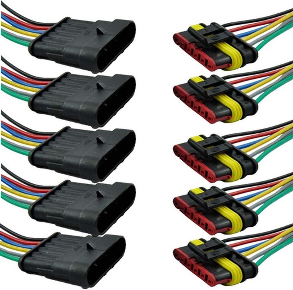 SnelShoppen - 5Pcs 6-Pin Waterdichte Auto Elektrische Connector 16AWG Kabel Plug Connectoren voor Motorfiets, Scooter en Auto