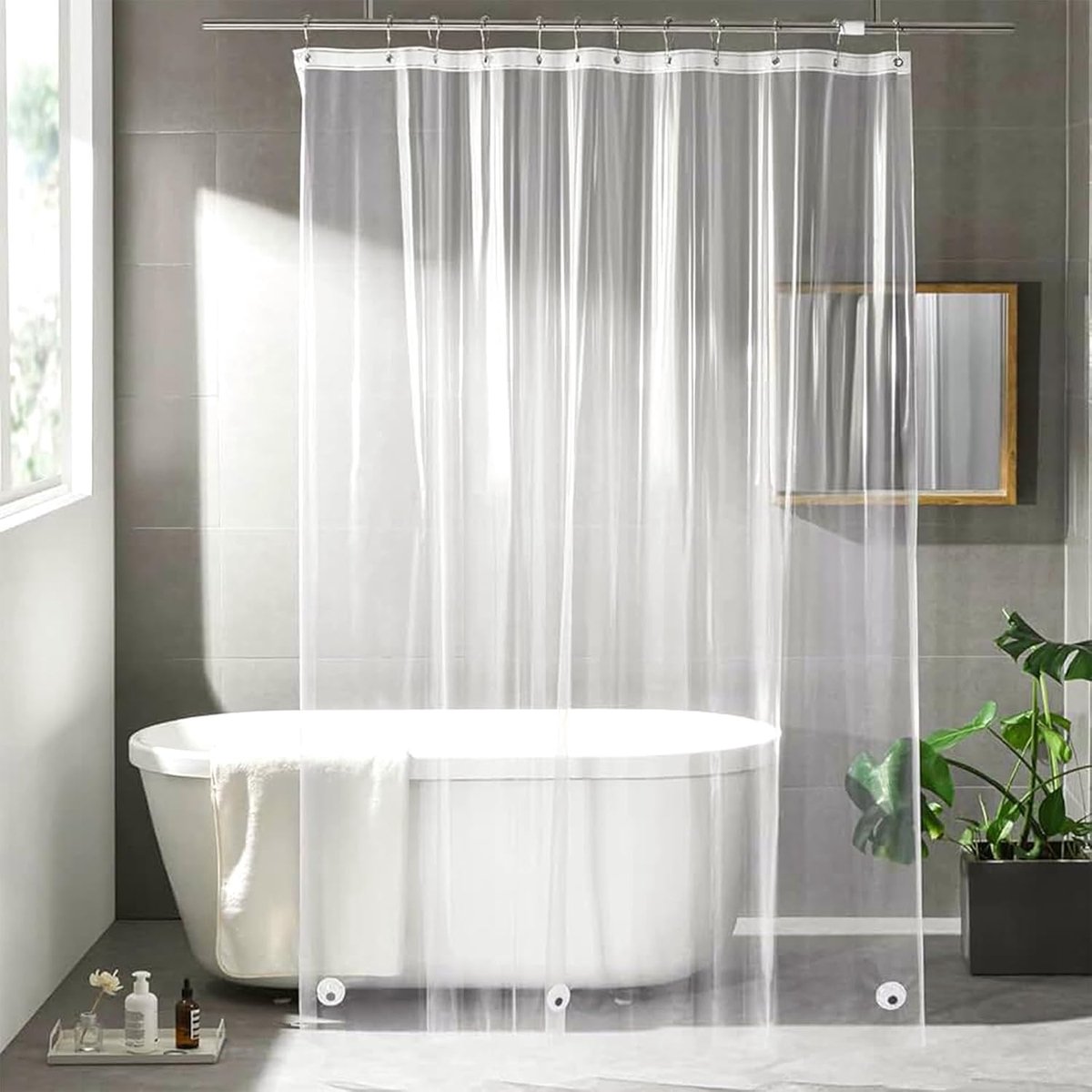 SnelShoppen - Transparante Douchegordijn 180x200 cm - Waterdichte Badkamer Gordijn met 12 Ringen - PEVA Milieu-vriendelijk en Schimmelbestendig - Met
