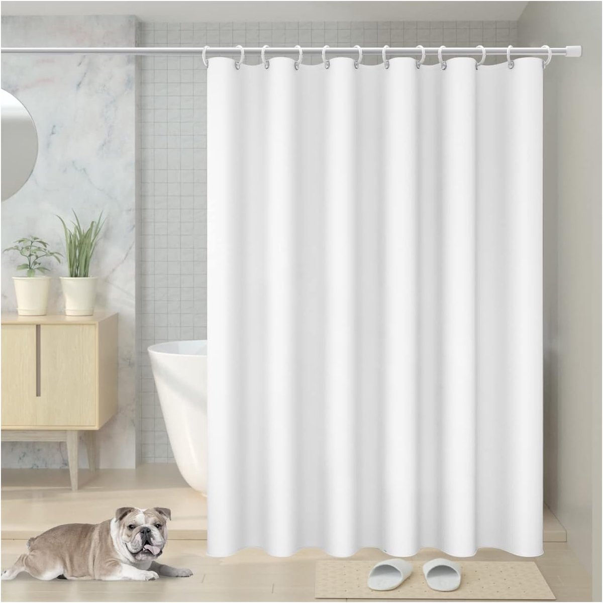 SnelShoppen - Waterdichte Douchegordijn 180 x 200 cm, Schimmelbestendig met 12 PEVA Haakjes, Ideaal voor Badkamer en Badkuip
