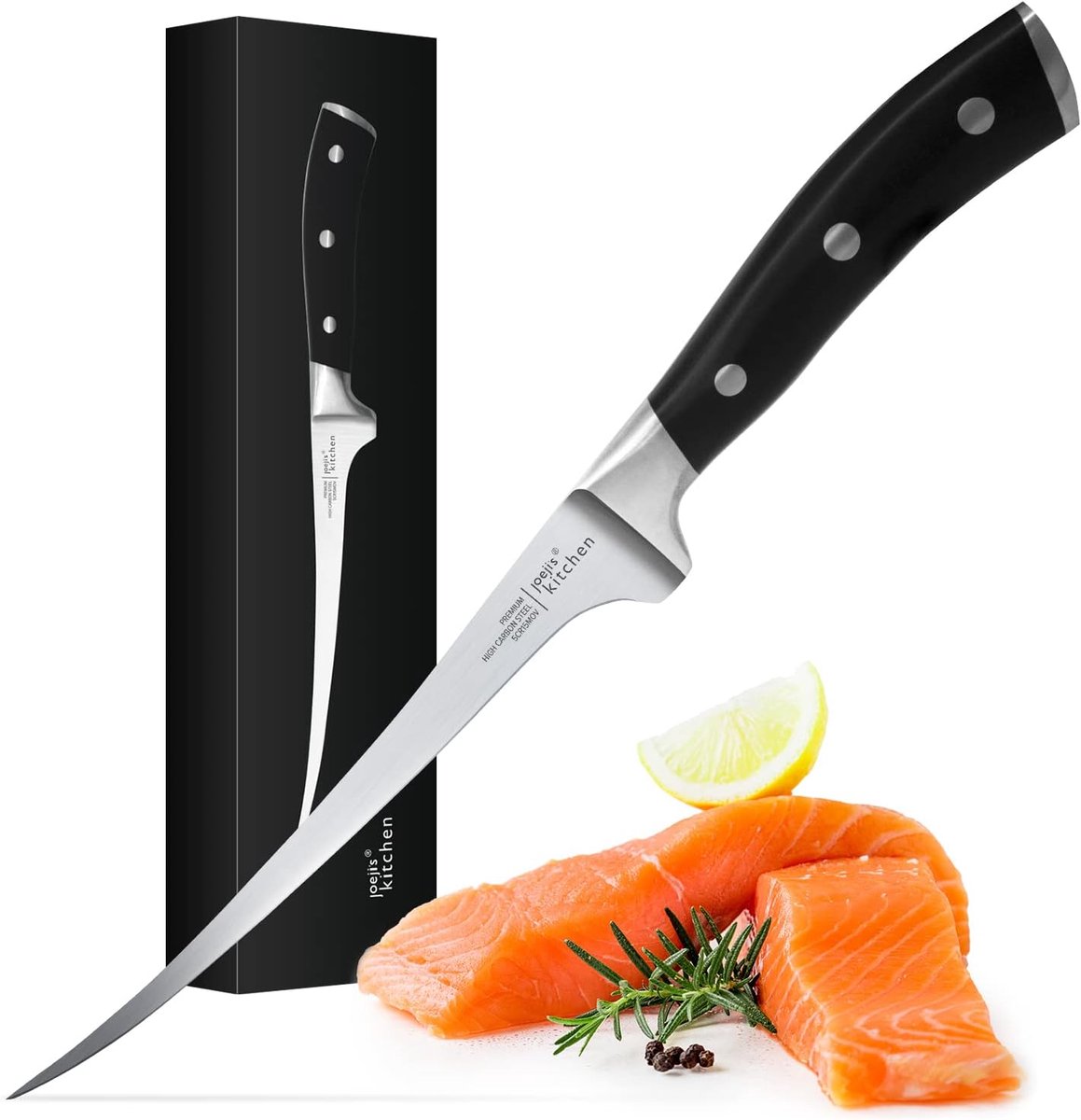 SnelShoppen - Visfileermes 32cm RVS - Flexibel Boning Mes met Ergonomische Handgreep & Beschermhoes - Keukenmes voor Vlees, Vis, Trimmen, Bonen, Koken
