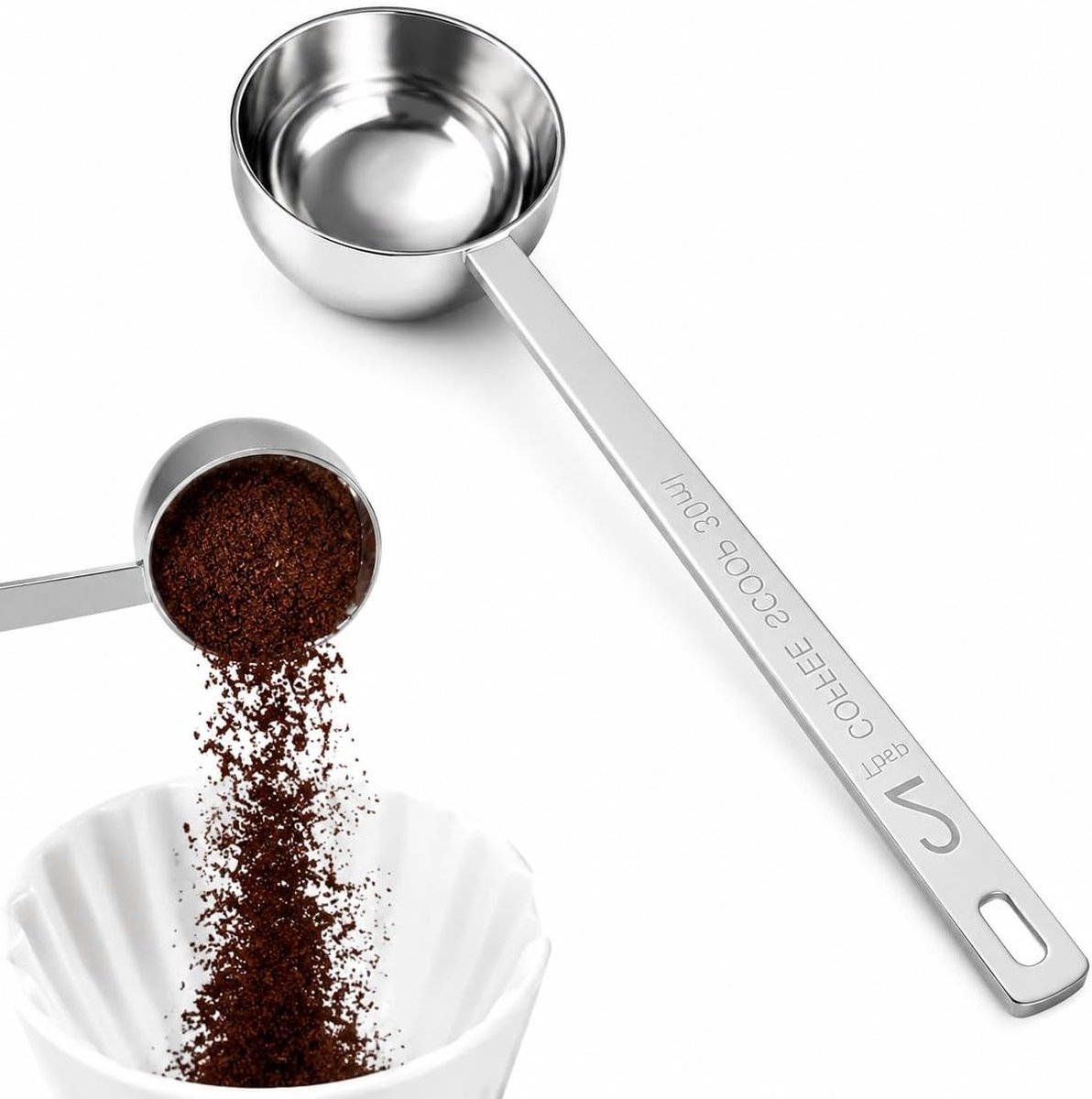Koffielepel van roestvrij staal met lange handgreep, nauwkeurige maatlepel voor koffie, thee en cacaopoeder, ideaal voor het doseren in de keuken