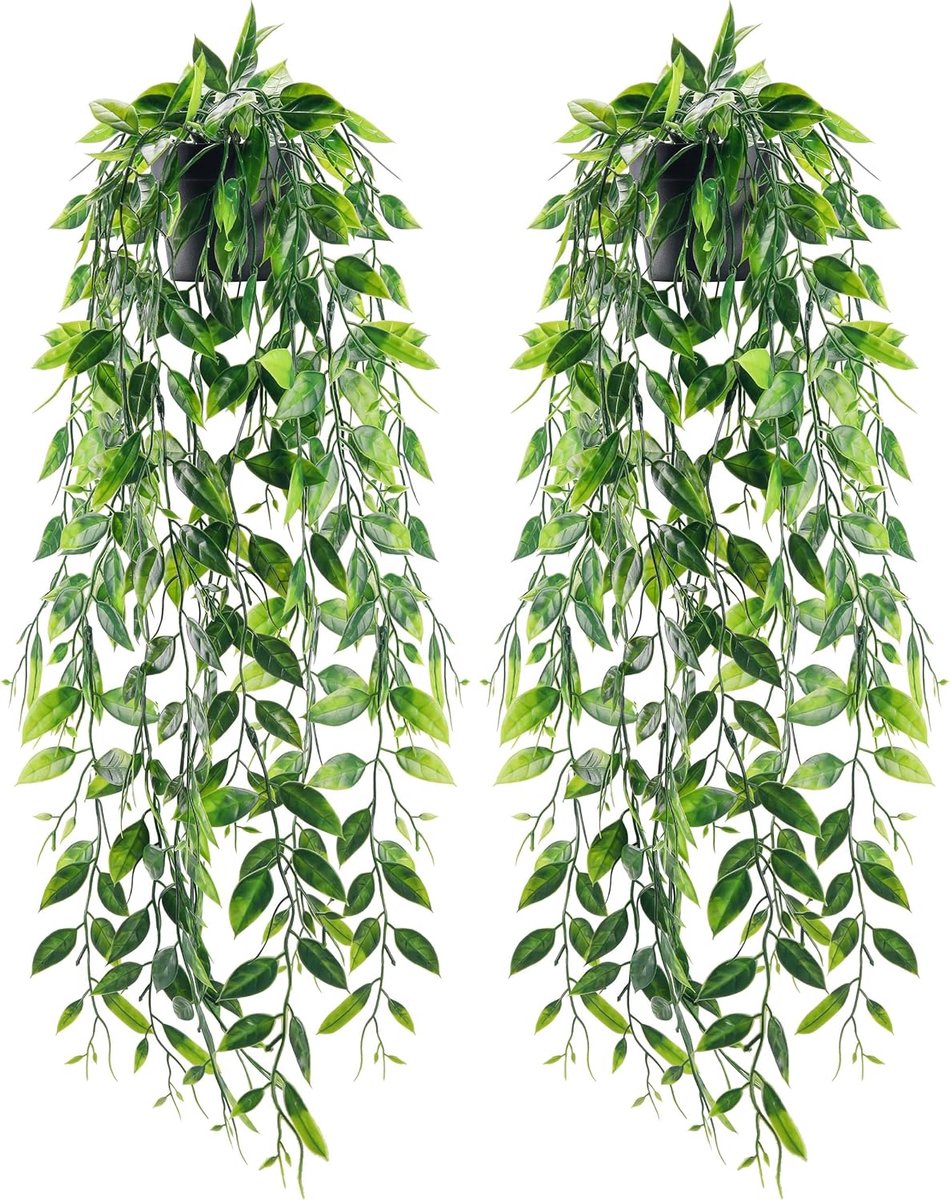 SnelShoppen - Kunstplanten Hangend - Kleine Nepplant Peul, 70cm - Realistische Indoor Planten voor Woonkamer, Kantoor, Plank Decoratie - Aesthetisch G