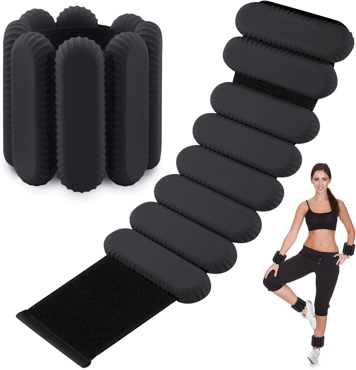 SnelShoppen - 2 Stuks Verstelbare Pols- en Enkelgewichten voor Oefeningen, Wandelen, Joggen, Yoga, Aerobics, Pilates - Fitness Armband (14-23cm)