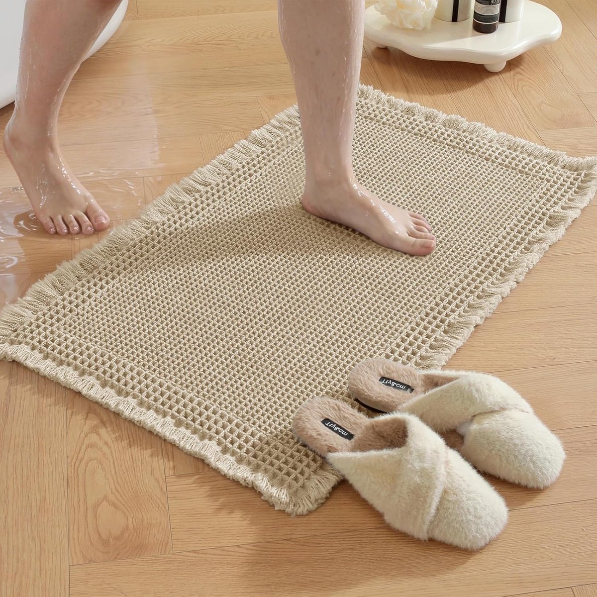 SnelShoppen - Antislip Badmat 40x60cm, Super Absorberend Douchemat, Zacht Microvezel Badtapijt, Machinewasbaar, Bruin, Voor Badkuip, Douche En Badkame