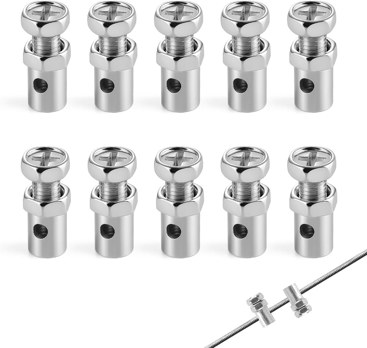 SnelShoppen - 10 Stuks Koperen Kabelbinders Stalen Kabelbinders 2,5 mm Universel Kabelkas Geschikt voor Tuintractor Scooter Motorfiets Zilver