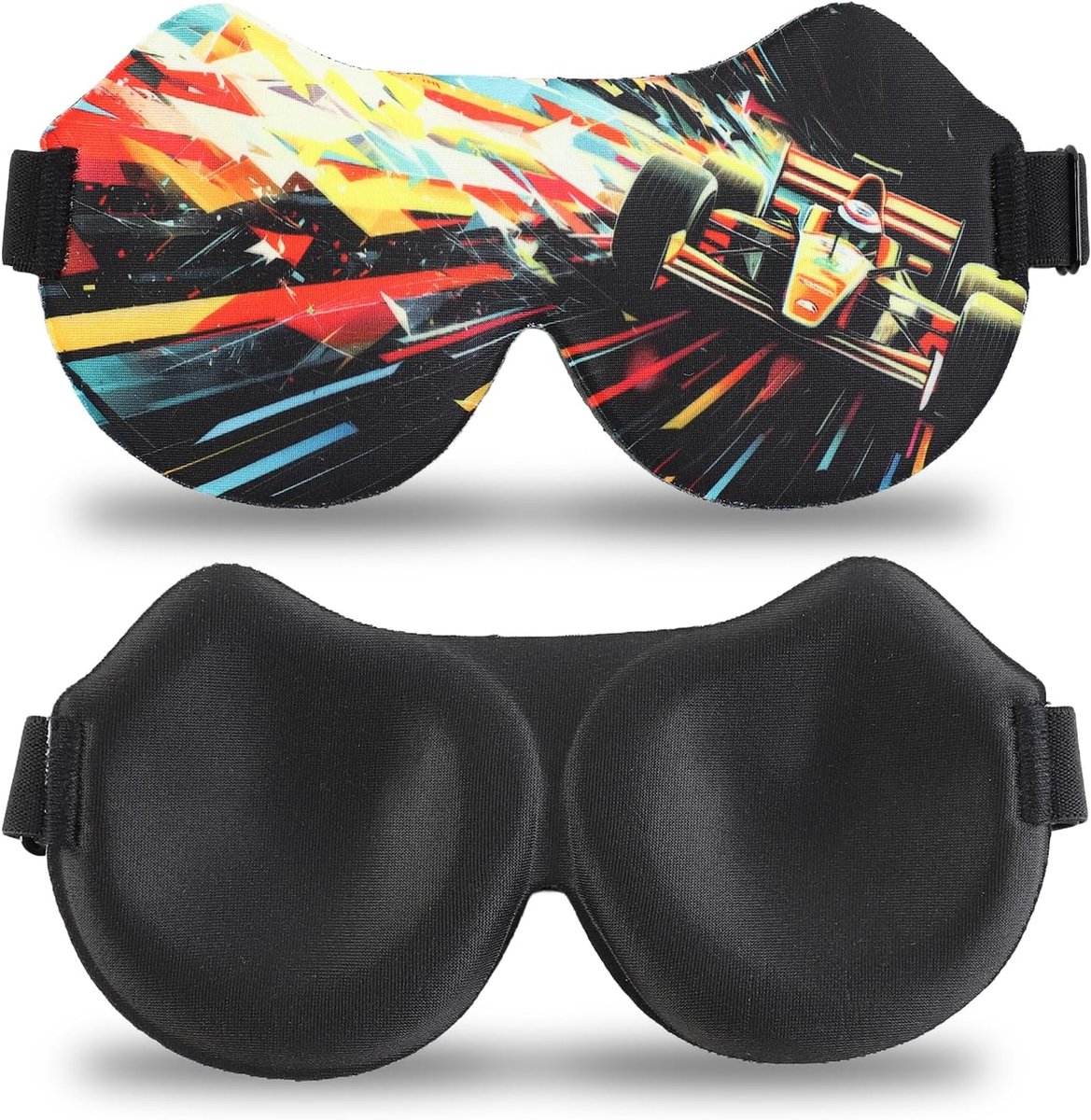 SnelShoppen - Kinder Slaapmasker 3D met Verstelbare Band, Lichtdicht Slapen voor Kinderen, Formule 1 Racing Auto, Ademend en Comfortabel voor Feest en