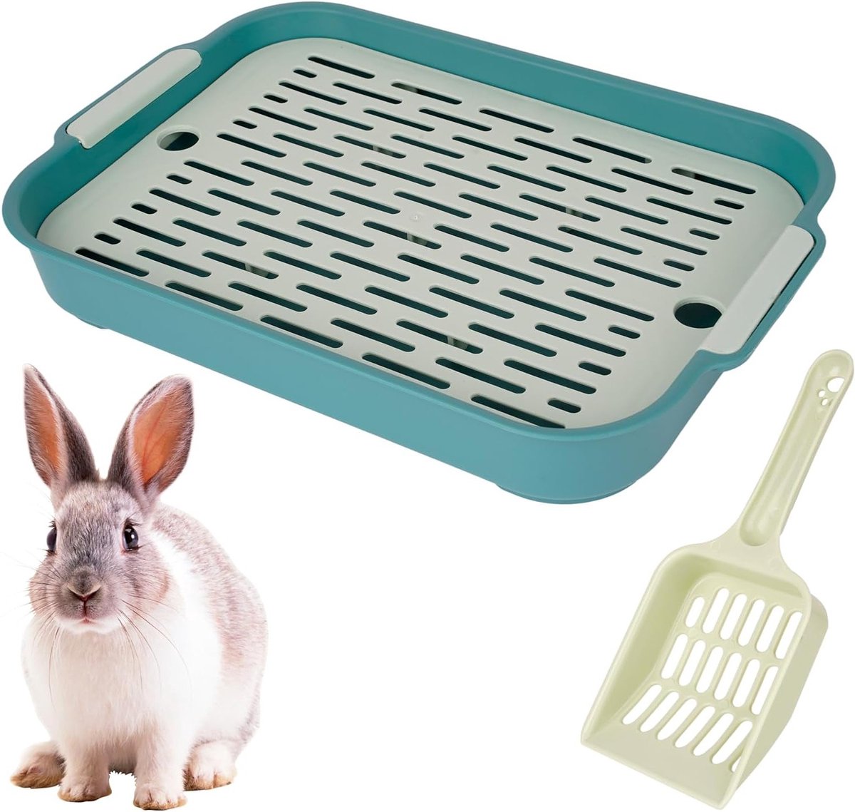 kattenbak, konijnenbakvulling met schep, dubbellaags, hoekrooster voor konijnen, hamsters, cavia’s, kleine dieren (groen) kattenbak, konijnenbakvulling met schep, dubbellaags, hoekrooster voor konijnen, hamsters, cavia’s, kleine dieren (groen)