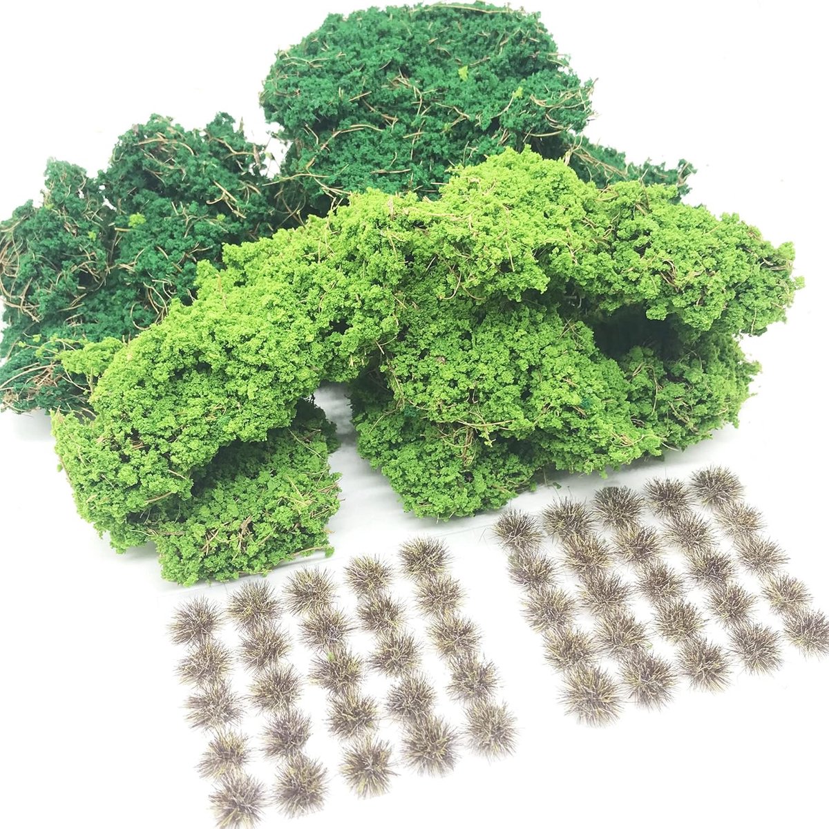 SnelShoppen - 3 Pack Static Grass Tufts Miniatuur Bushes Model Kit voor Gaming Terrain Decoratie - Kunstgras voor Modelbouw, Spoorweglandschap, Kunsts