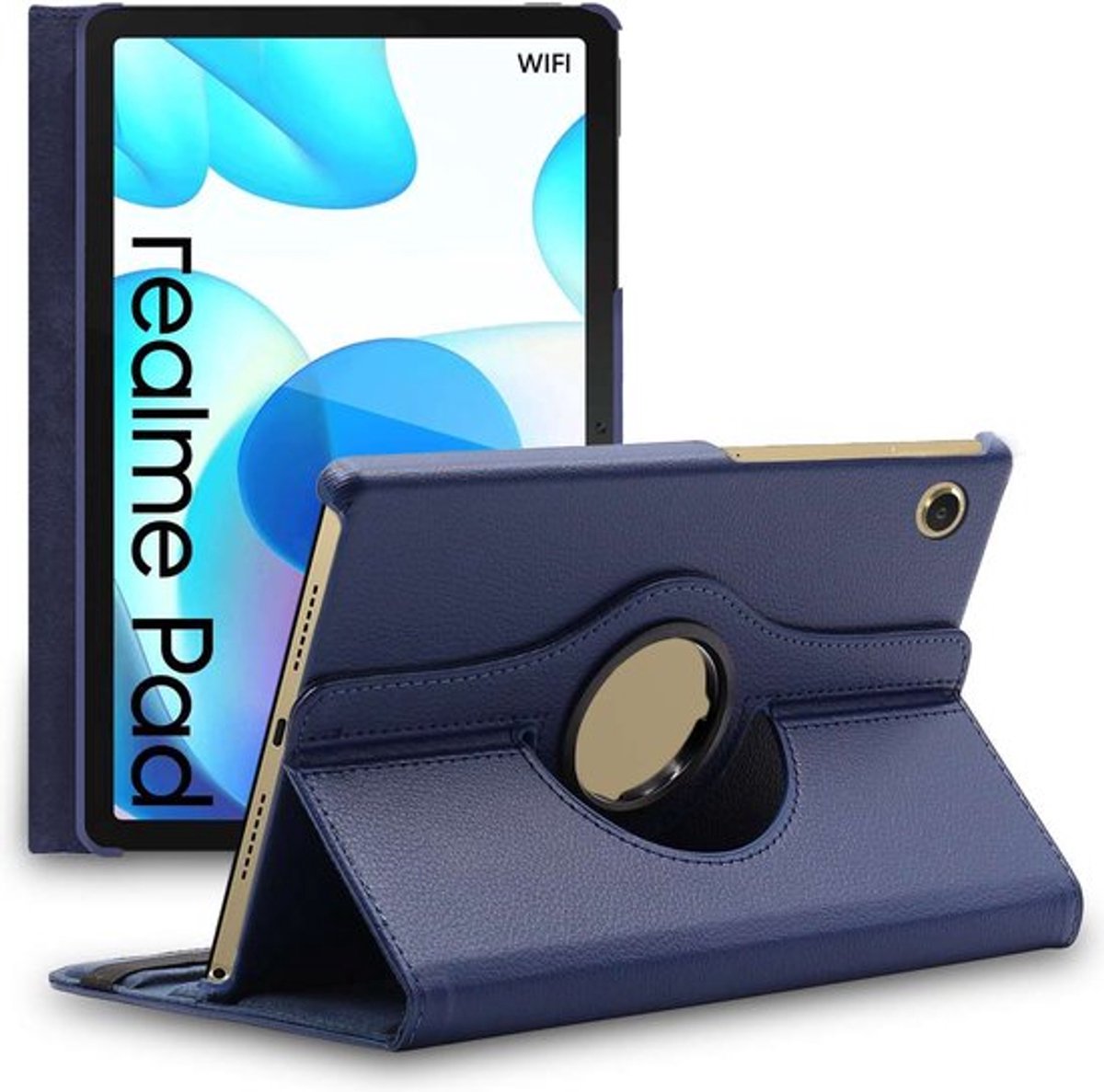 ebestStar - Hoes geschikt voor Realme Pad 10.4 (2021), Roterende Etui, Case, 360° Draaibaar hoesje, Donkerblauw