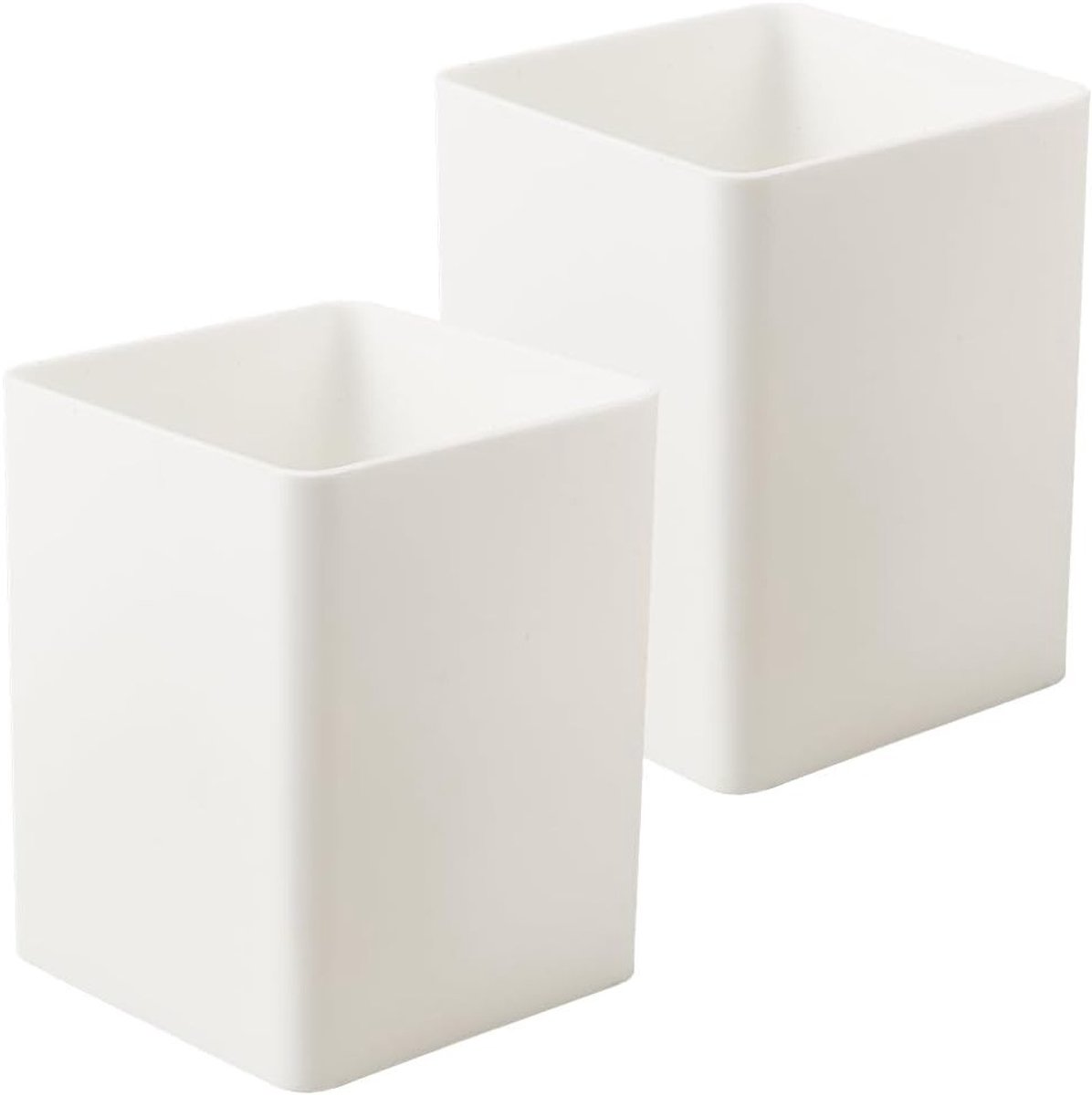 Set van 2 Pennenhouders - Plastic Organiser voor Bureau, School en Thuis - 7x7cm Decoratieve Opbergdoos in Wit