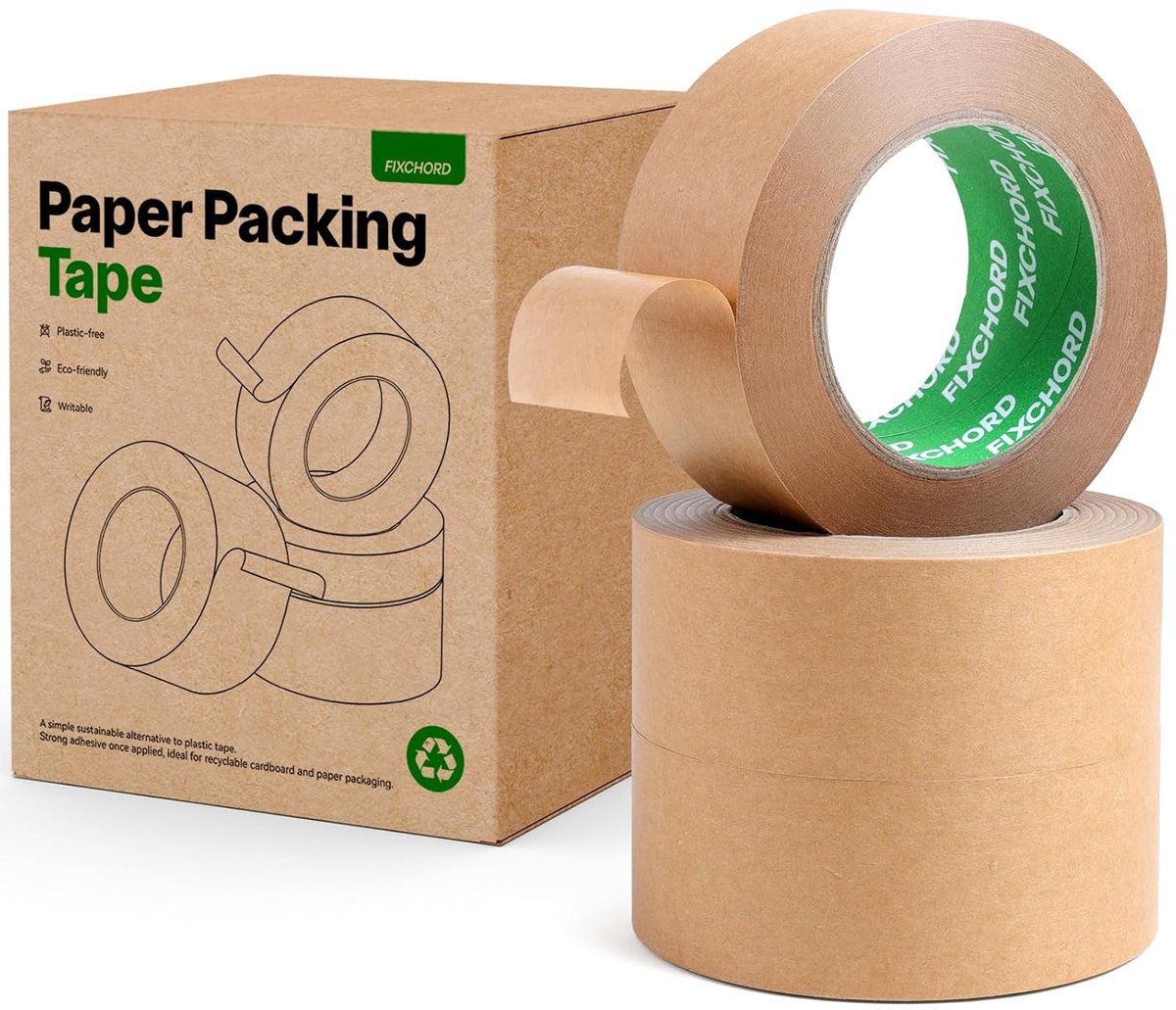SnelShoppen - Eco-vriendelijk Papieren Verpakkingstape 48mm x 50m | Duurzaam & Recyclebaar | Schrijfbaar & Waterbestendig | Kraft Papieren Plakband vo