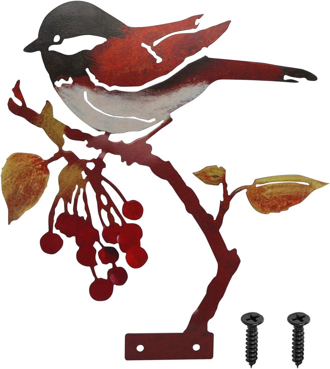 SnelShoppen - Metal Bird Garden Decoration Figures, Rusty Vogel Tuinornamenten van Hoogwaardige IJzer, 20x20 cm voor Buiten, Herfst Decoratie, Tuinbee