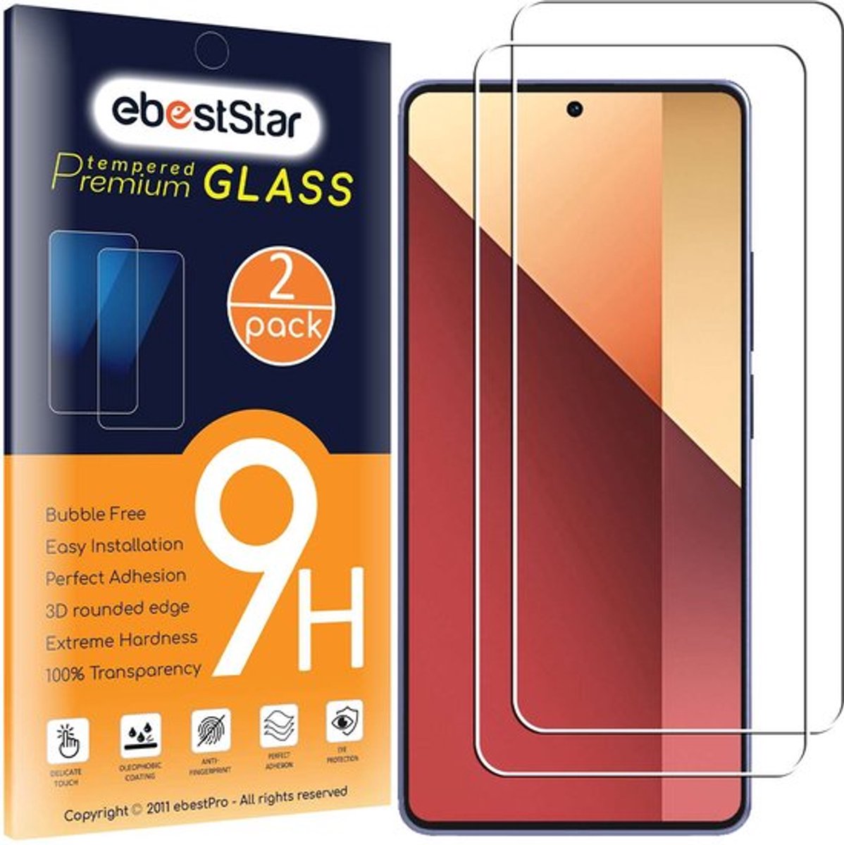 ebestStar - {2 Stuks} Gehard glas geschikt voor Xiaomi Redmi Note 13 Pro 4G, Screen Protector Cover, Schermbeschermer Tempered Glass