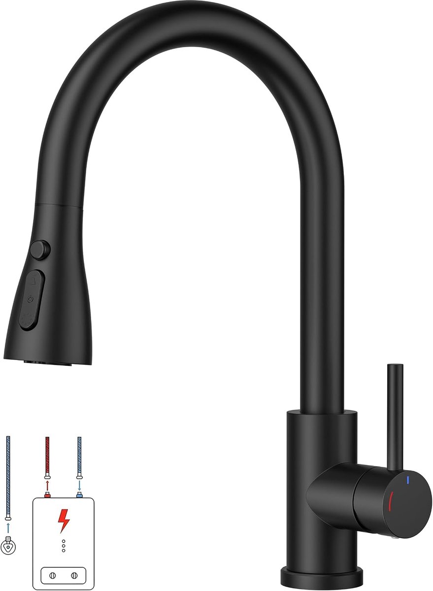 SnelShoppen - Low Pressure Keuken Mengkraan, Verwijderbare Keukenkraan, 360° Draaiend, Ges