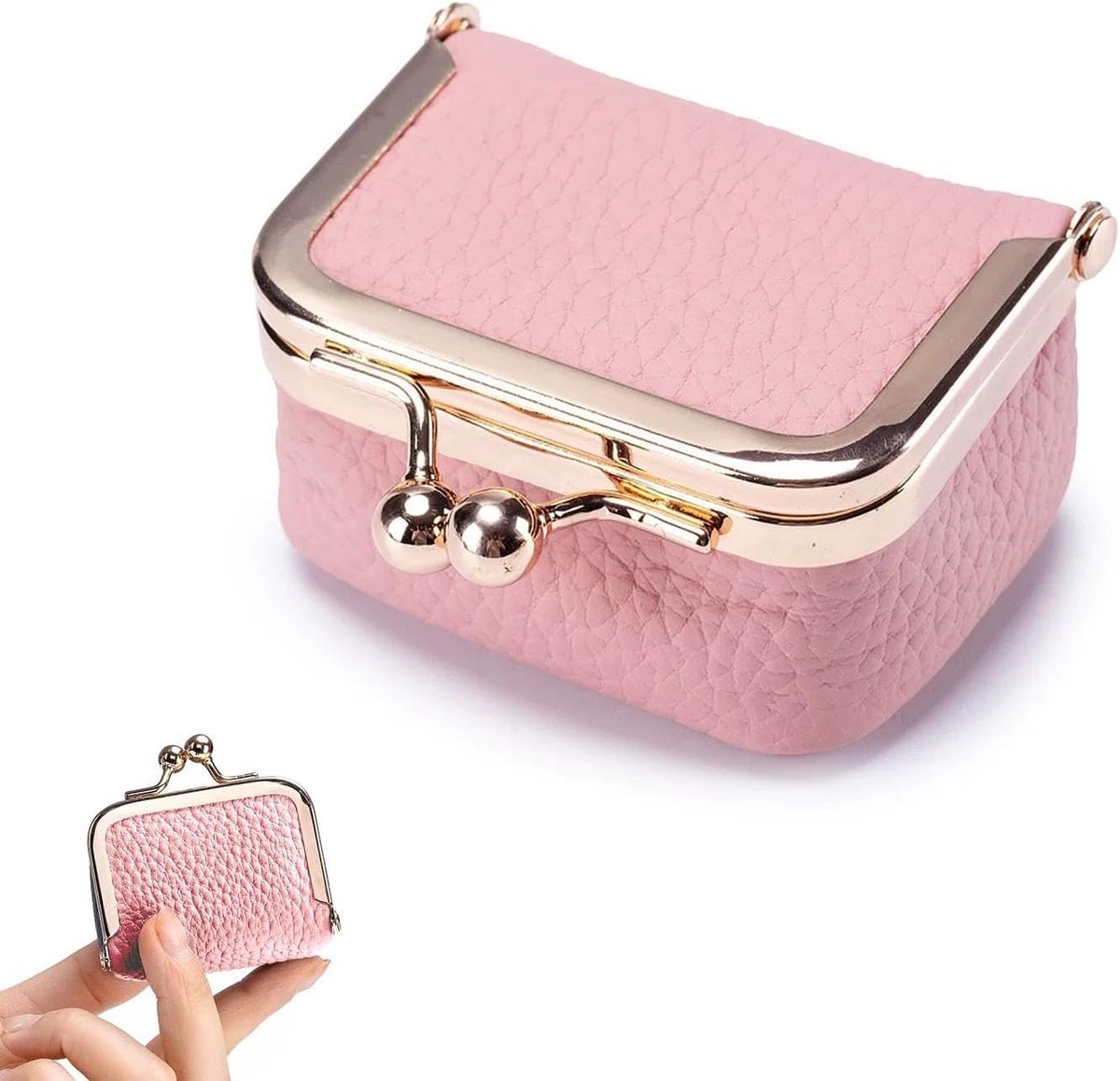 SnelShoppen - Travel Lederen Sieradenbox, Kleine Sieradenbox met Kussen Slot, Mini Reishouder voor Ringen, Oorbellen, Kettingen, Armbanden (Roze)
