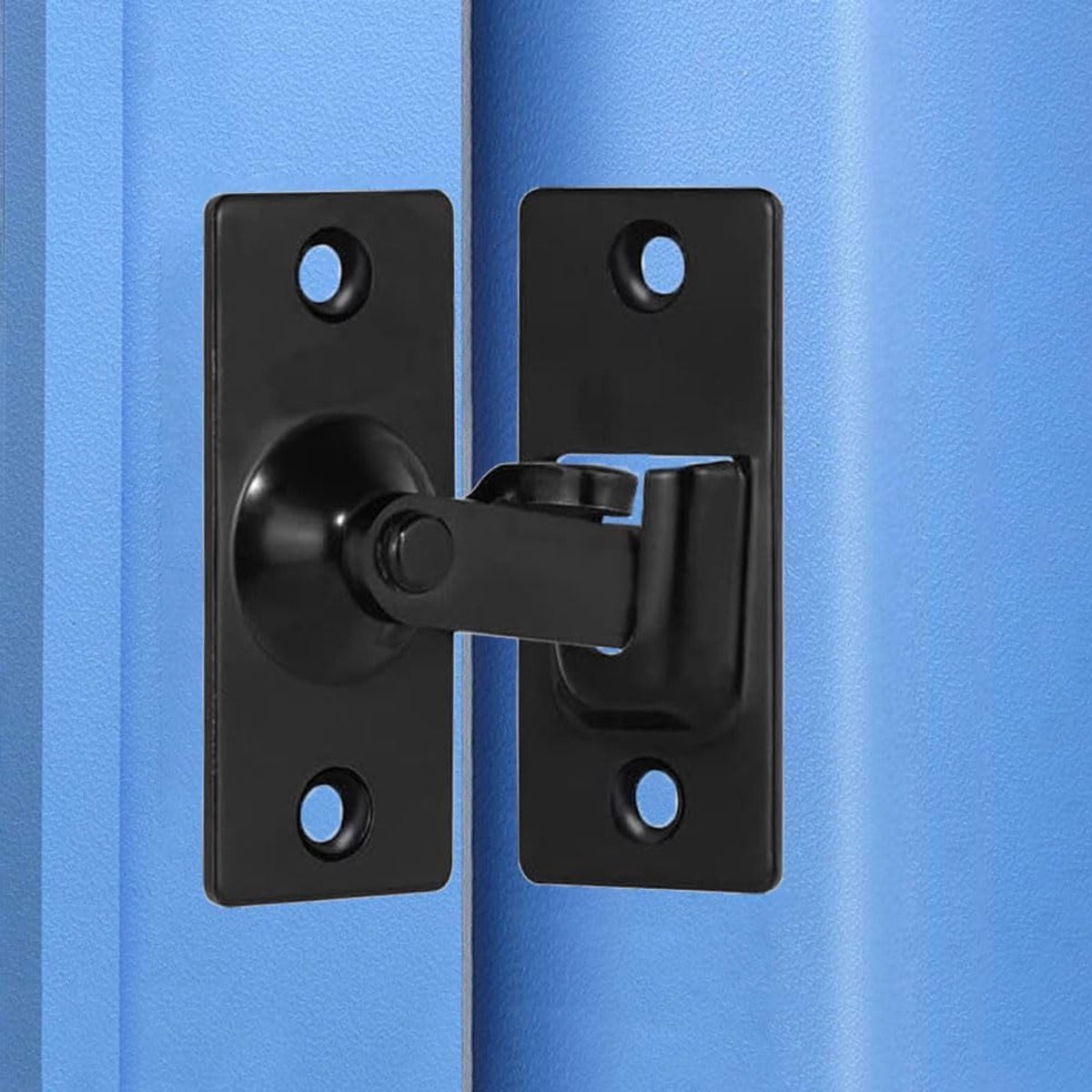 SnelShoppen - 90 Graden Deurslot Sluitbeugel, RVS Haken voor Glijdende Barn Deuren en Ramen, Zwart, 44x19mm, Duurzaam en Roestvrij, Perfect voor Thuis