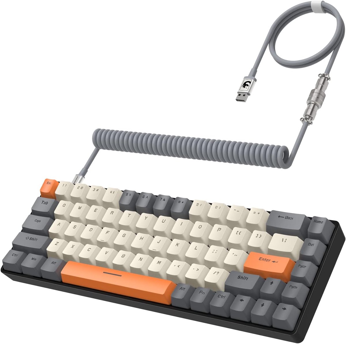 SnelShoppen - Compact 60% Gaming Toetsenbord met 68 Toetsen, Mechanisch, USB-C, Chroma RGB Verlichting, Blauwe Switches, Donkergrijs, Ideaal voor PC G