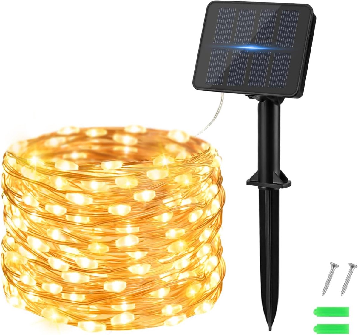 SnelShoppen - Solar Fairy Lights Buiten 50 LED 5 m Warm Wit Weerbestendige Koperdraad Tuinverlichting voor Feest, Bruiloft, Patio, Boom, Tuin