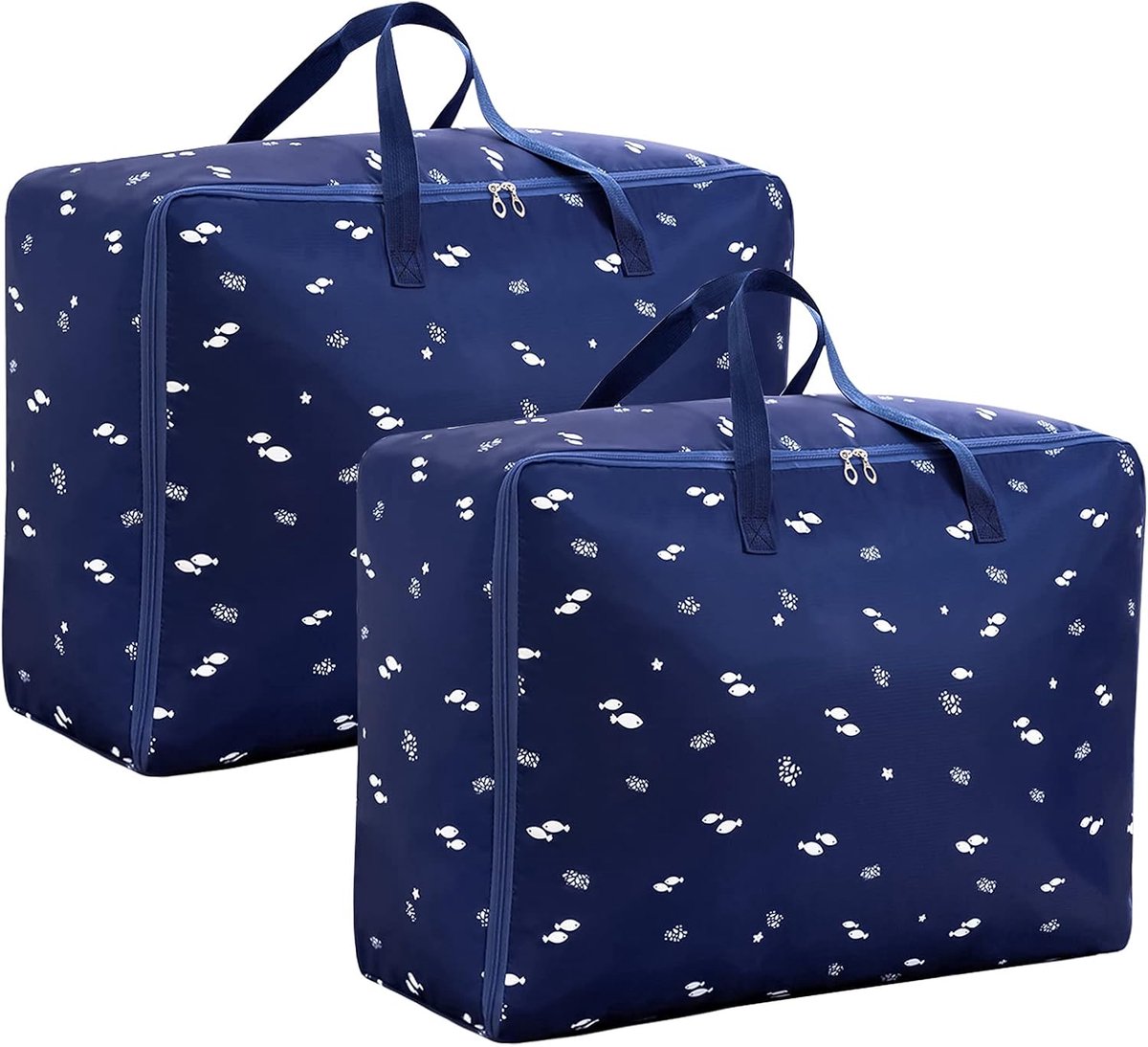 SnelShoppen - Set van 2 Opbergtassen van Oxford-stof, 105 liter, Extra Grote Opvouwbare Tassen met Ritssluiting, Waterafstotend voor Dekbedden, Kledin