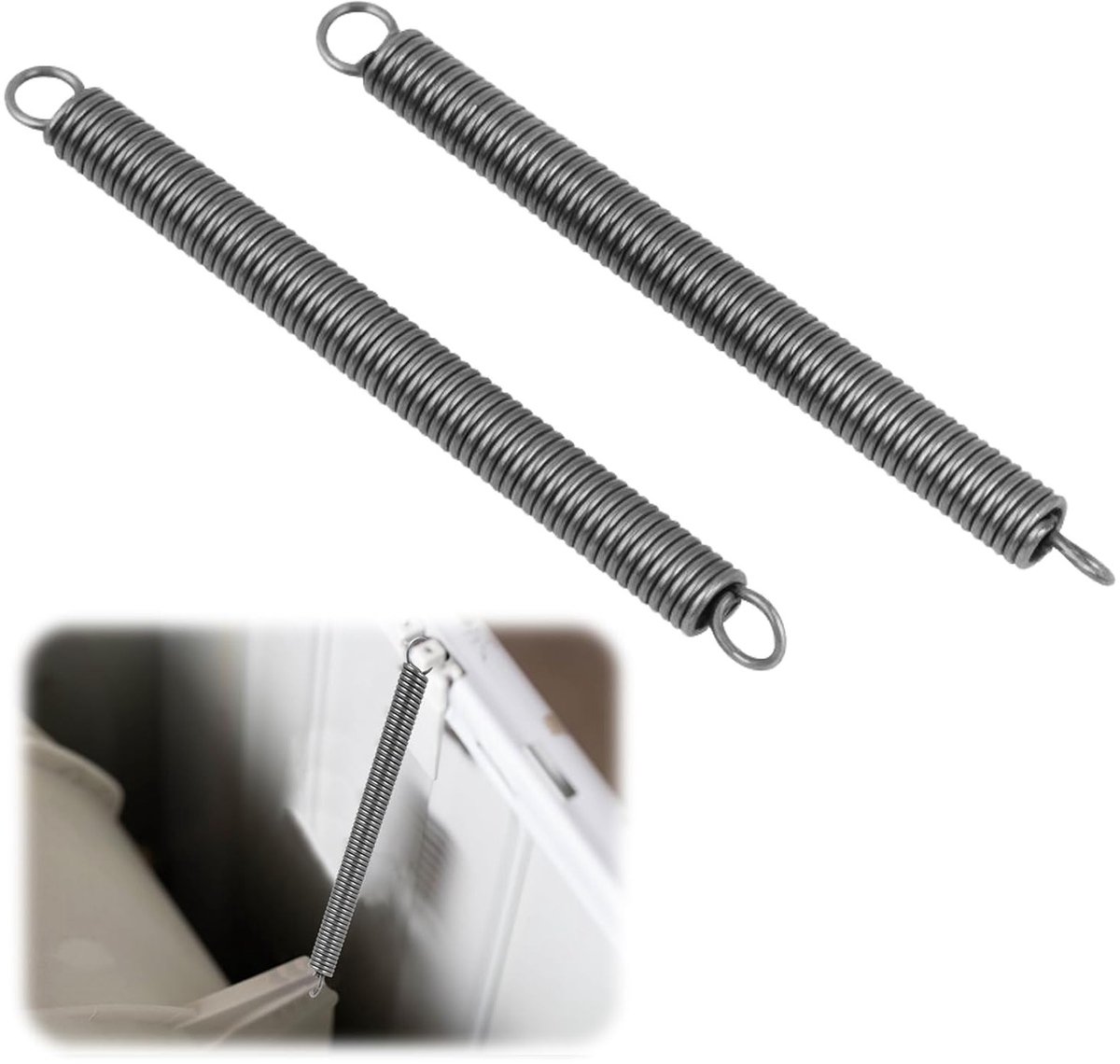 Set van 2 hoogwaardige spiraalveren van veerstaal, diameter 2.5 mm, lengte 54 mm, maximale belasting 27 kg, robuuste industriële kwaliteit, ideaal voor diverse toepassingen