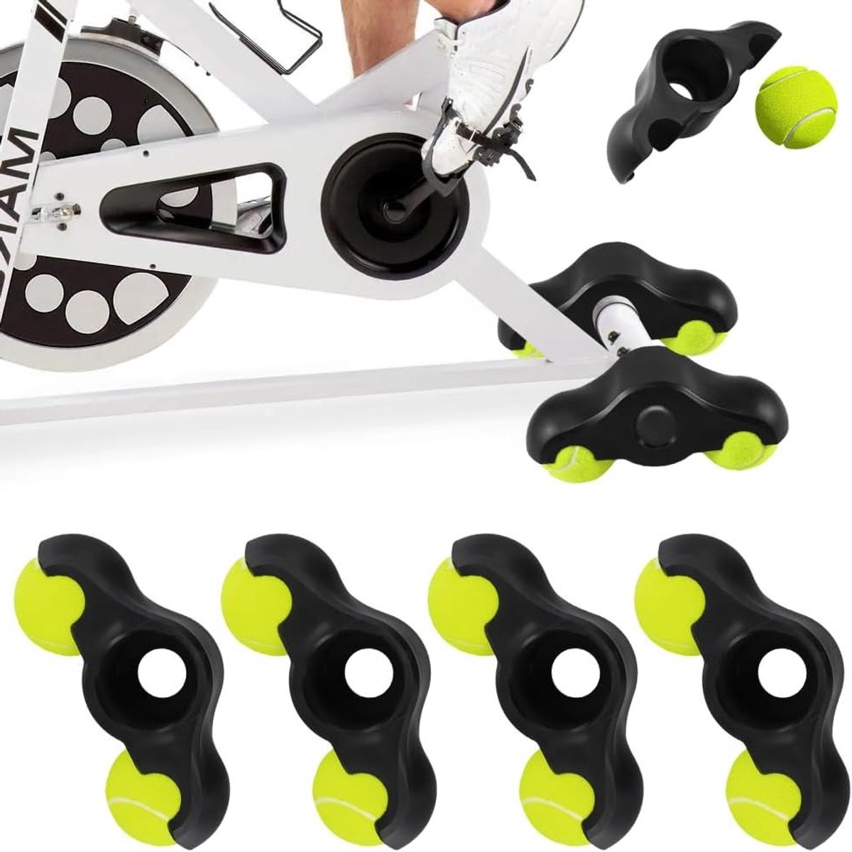Rocker Plate Voeten voor Indoor Cycling, Schokabsorberende Tennisbal Adapters voor Core Training, Inclusief 8 Tennisballen voor Wahoo Kickr Core Trainer