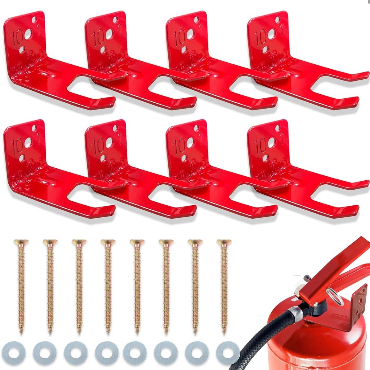 Stevige Beugel voor Brandblussers met Ventiel, Geschikt voor 5-12 lbs Droge en Water Brandblussers, Set van 8 Stuks