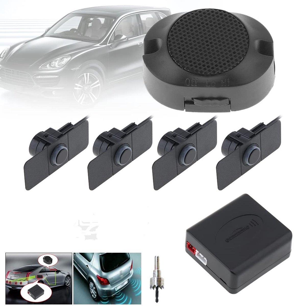SnelShoppen - Parking Sensors Auto Achteruitrij Radar Systeem Hulp Originele Platte Sensors met Vleugels Zwart - Voor Auto's en SUV's