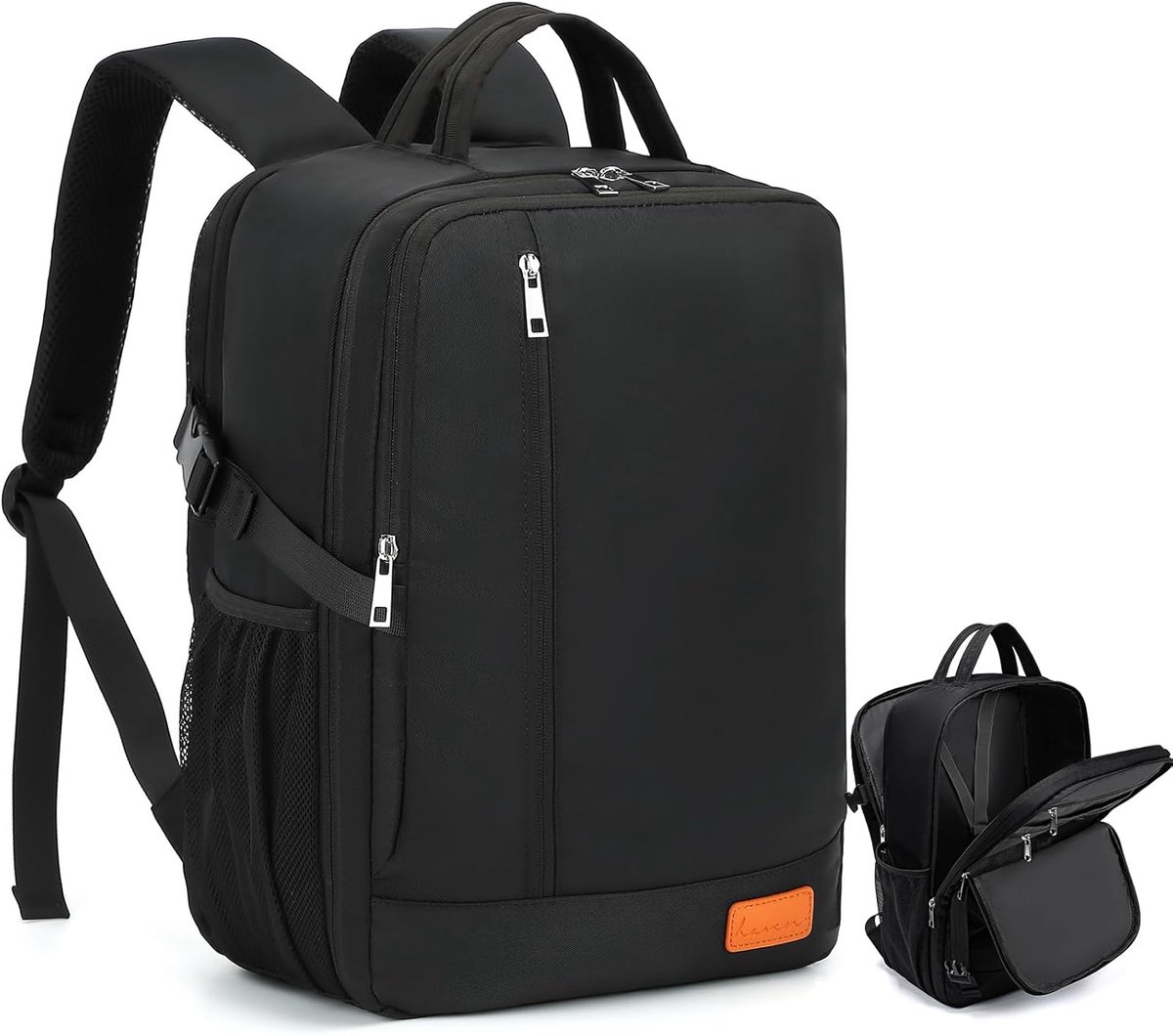 SnelShoppen - Backpack Handbagage 40x20x25 cm Laptop Rugzak Voor Vliegtuig Onderstoel Reisbagage Geschikt Voor EasyJet Wizz Air TUI Zwart