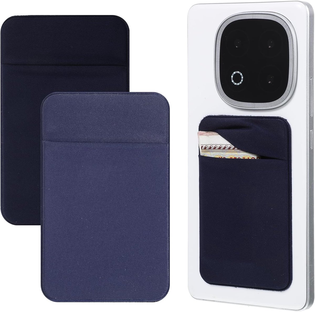 SnelShoppen - 2 Pack Stick-on Telefoon Kaarthouder, Zelfklevende Creditcard Wallet voor Alle Smartphones, Duurzaam Spandex, Stretchable, Perfect voor