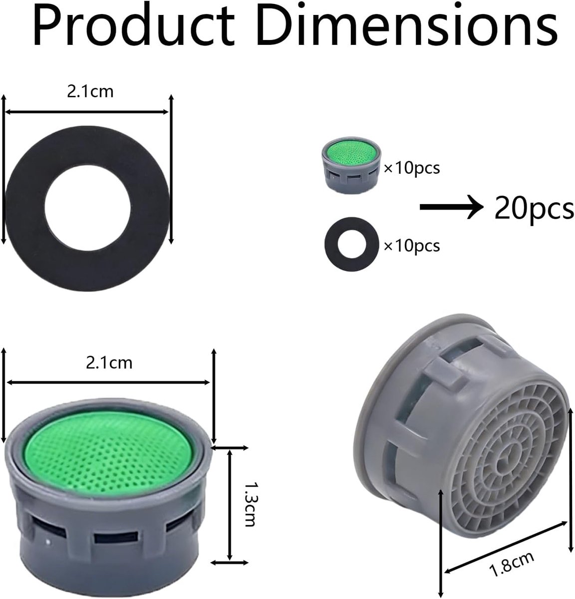 SnelShoppen - 10 Pcs Waterkraan Ventilator, 10 Pcs Afsluitringen, Kraanbegrenzer, Wasbak Nozzle Ventilator met ABS Filter, Kraan Reserveonderdelen voo