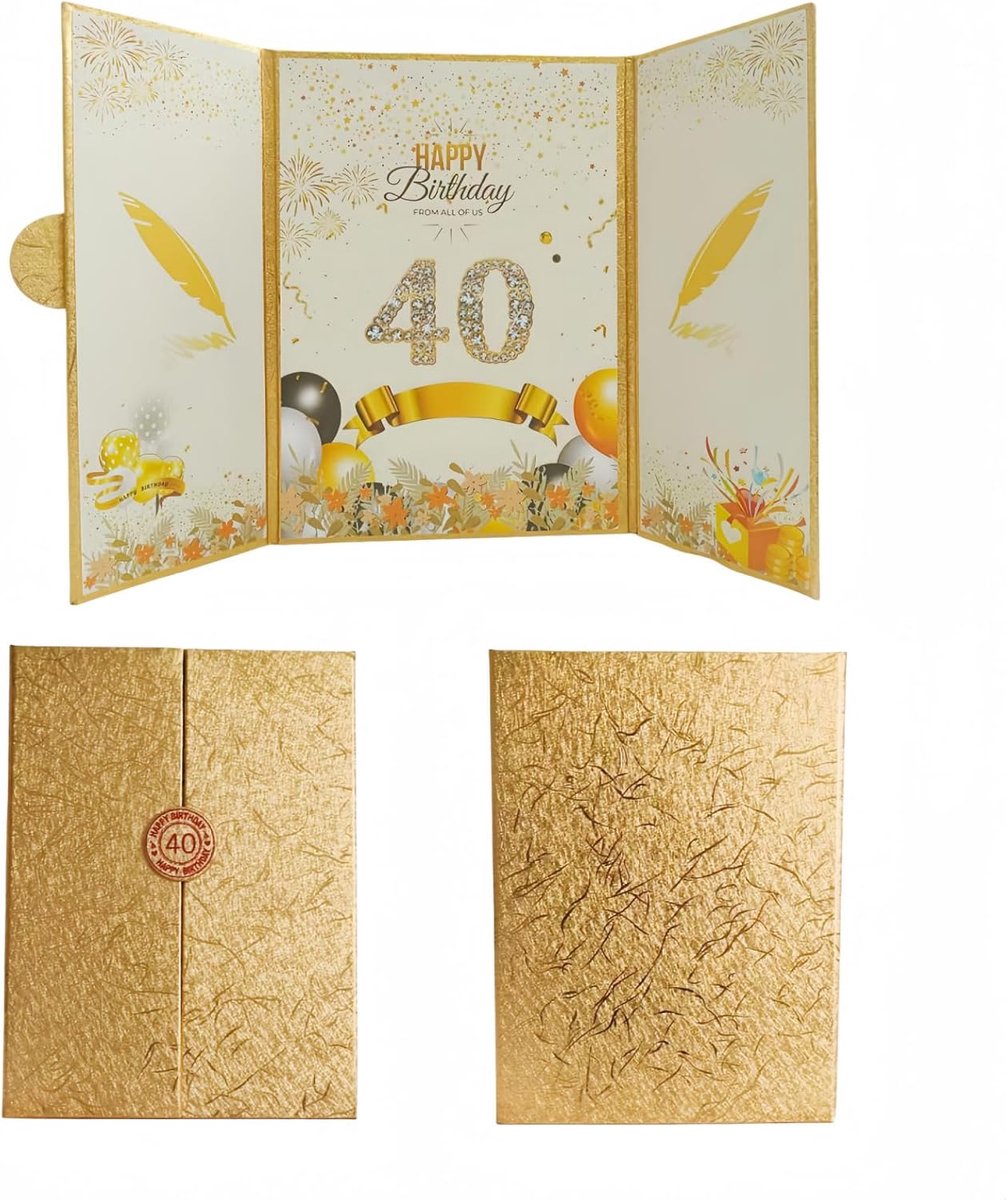 SnelShoppen - Grote Verjaardagskaart 40 Jaar - Vouwkaart voor Vrouwen en Mannen - 48x30cm - Perfect voor Verjaardagsfeest - Origineel Cadeau voor 40st