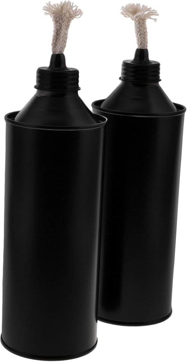 SnelShoppen - 2 x Tuin Fakkel Navulcontainers - Iron Bamboo - Branders voor Buitenverlichting - Herbruikbare Tuin Torches - Ideaal voor Tuin, Feest, C