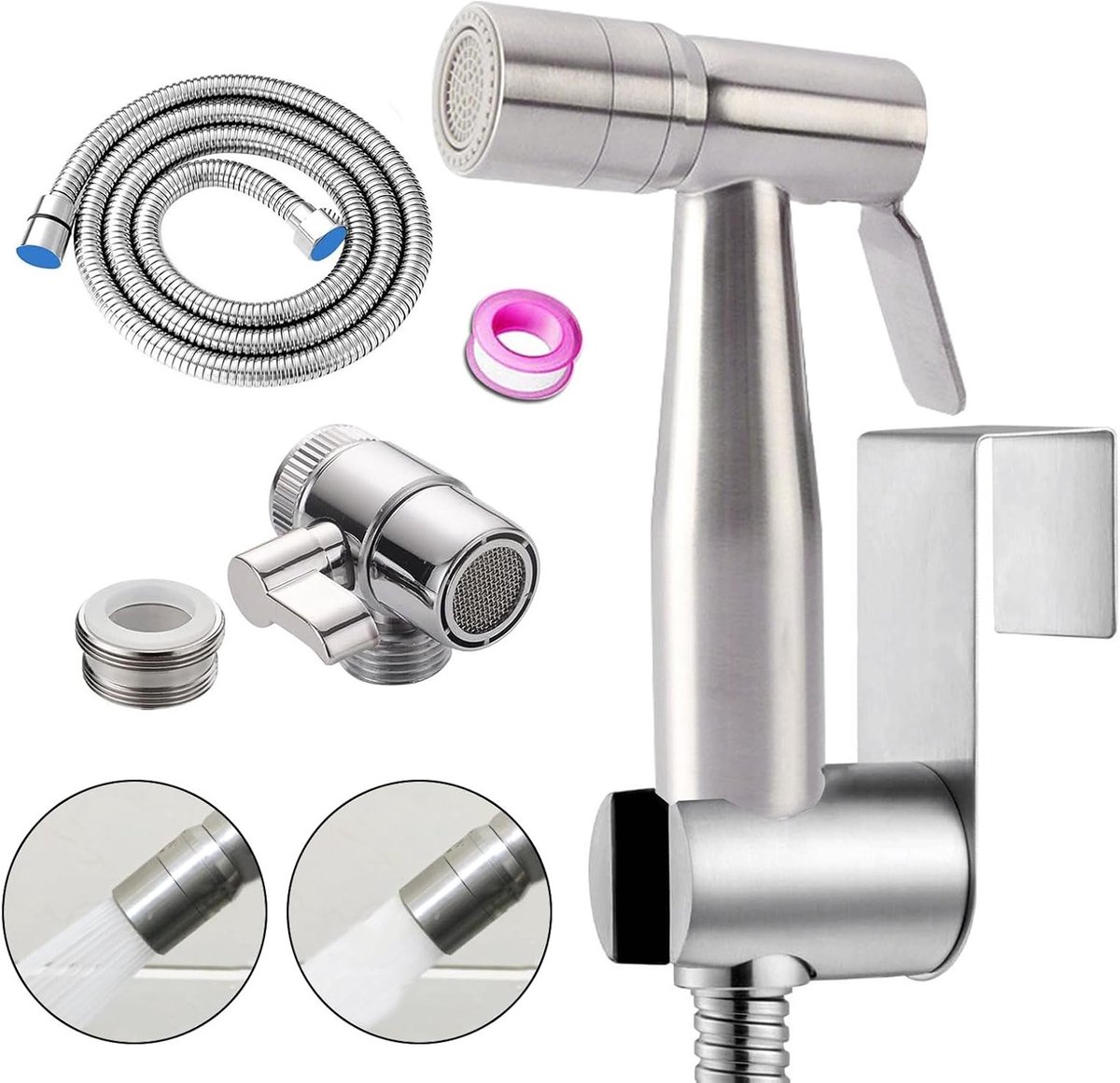 Handdouche voor Bidet van RVS, Handheld Toilet Sprayer met Dubbele Modus voor Babydoekjes en Hygiëne