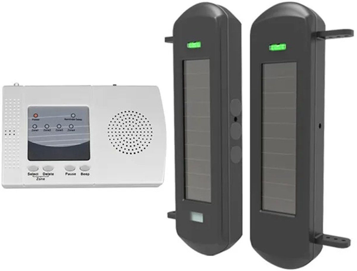 NordHaus Solar Oprit Alarmsysteem - Draadloos Beveiligingssysteem - Infrarood Beam Sensor - 800 m Bereik & 100 m Detectiebereik