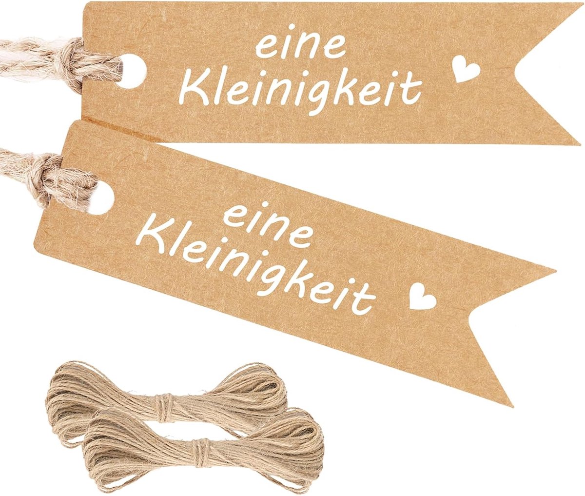 SnelShoppen - 100 Stuks Kraft Papier Cadeau Tags met Touw - 7 x 2 cm Kleine Hangtags voor Verjaardag, Bruiloft, Cadeau Boxen - Persoonlijke Touch voor