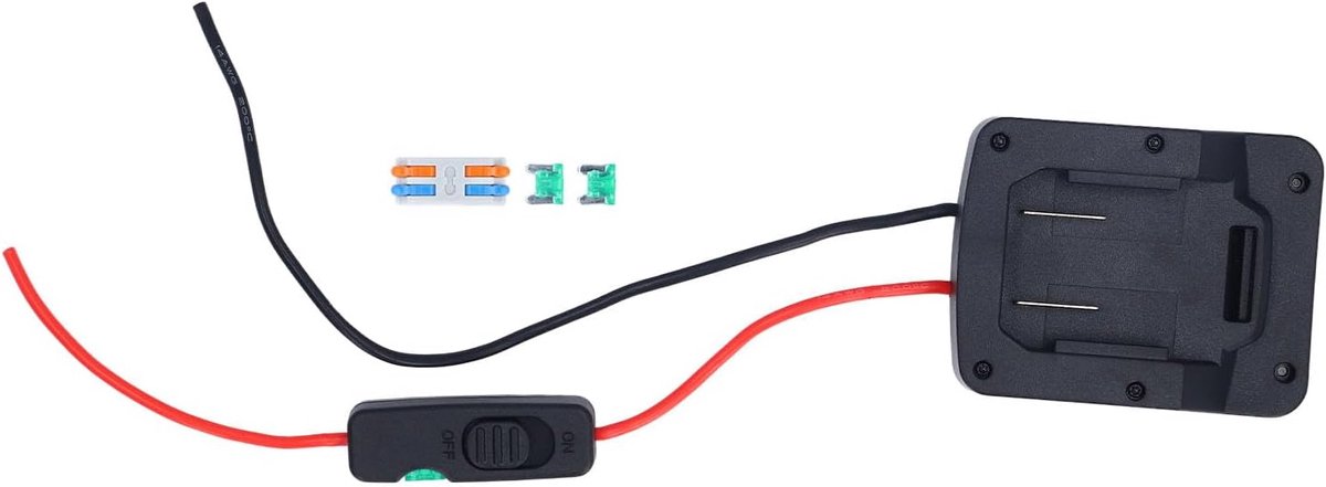 SnelShoppen - Battery Adapter 20V voor Elektrisch Gereedschap, Accu Converter met Sicheringsschakelaar en Draadterminals voor Elektrische Fiets, Campi