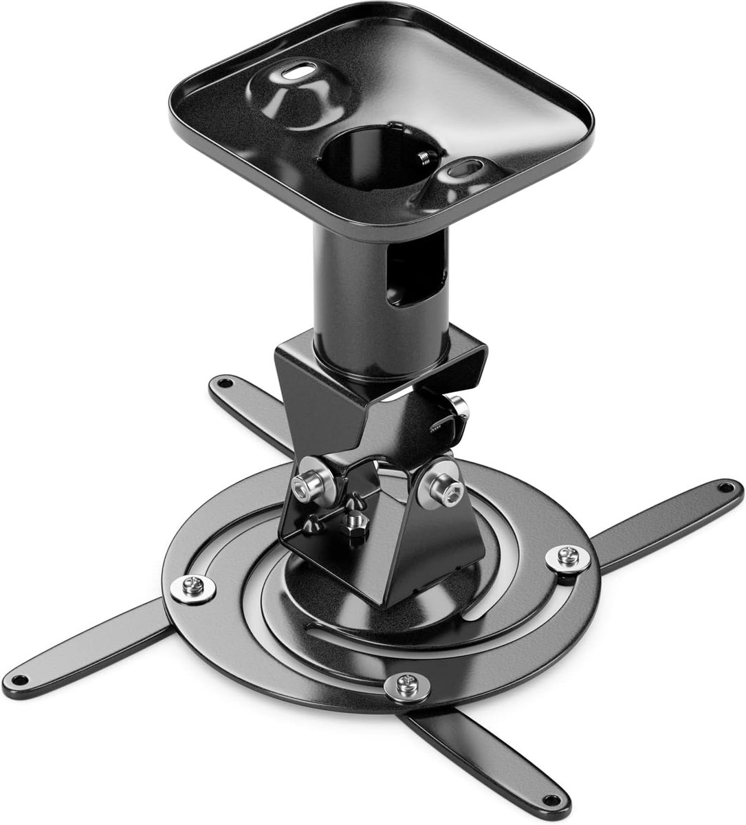 SnelShoppen - Universele Projector Beugel Plafondmontage - 360° Rotatable - +-25° Tiltable - Tot 15 kg - Afstand tot Plafond 215 mm - Zwart