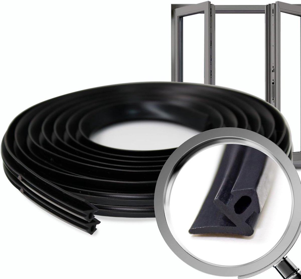 SnelShoppen - Rubber Raamafdichting voor Aluminium en PVC Ramen - Zwart (5m) - Duurzame EPDM Afdichtingen voor Vensters en Deuren - Weerbestendig en E