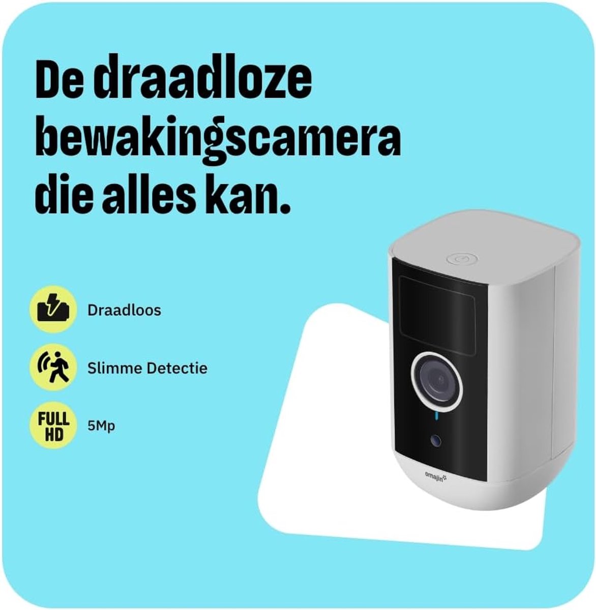 SnelShoppen - Draadloze 2K Beveiligingscamera voor Binnen en Buiten - 140° Kijkhoek - IP65 Waterdicht - 64GB SD/Cloud Opslag - Bewegingsdetectie - Twe