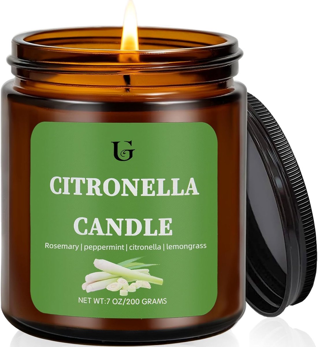 SnelShoppen - Citronella Kaarsen Buiten - Natuurlijke Sojawas Citronella Geurkaars in Glas - 200 ml - Grote Lemongrass Kaars - 50 Uur Brandtijd - Voor