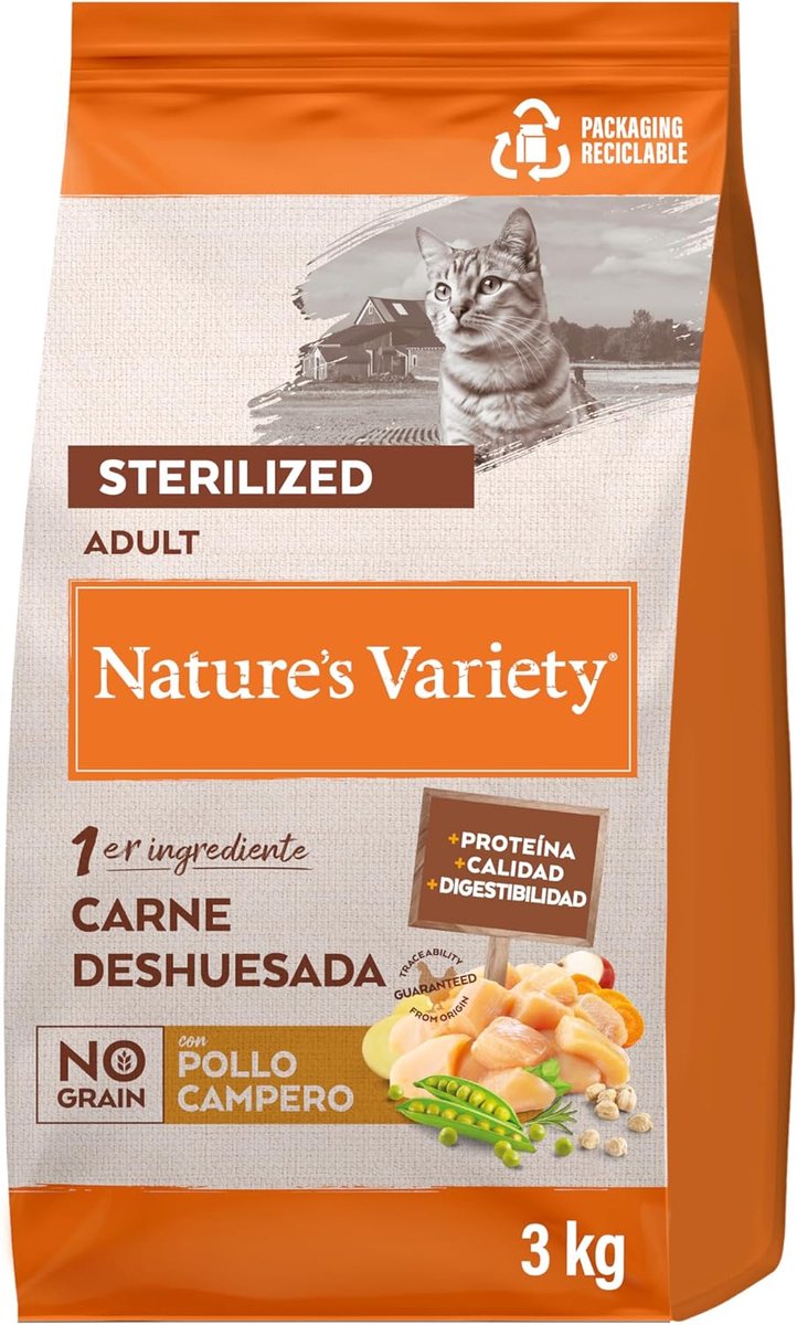 SnelShoppen - Droogvoer voor Volwassen Katten - Sterilized - Graanvrij - Kip - 3 kg - Gewichtsbeheersing en Gezond Immuunsysteem