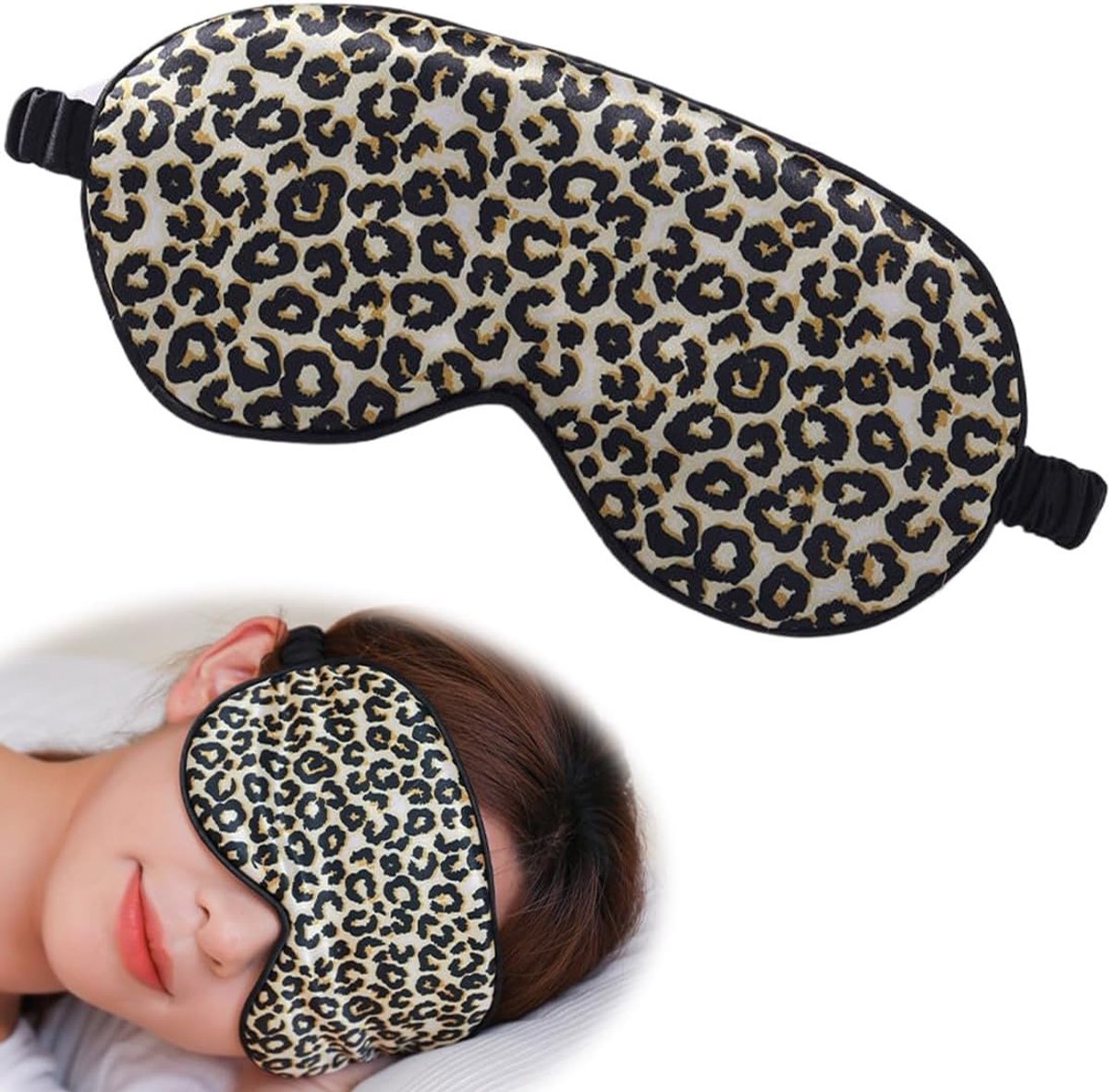 SnelShoppen - Dames Slaapmasker, Zijden Slaapbril, Comfortabel en Super Zacht Oogmasker, Luxe Slaap Hulp, Luipaardpatroon, Ideaal voor Thuis, Hotel en