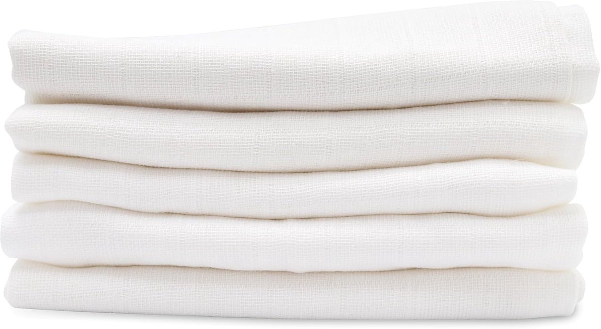 SnelShoppen - Baby Muslin Doeken Set van 5, 70 x 80 cm, Nappy, Burp Doeken voor Jongens en Meisjes, 100% Katoen, Zacht en Ademend, Ideaal voor Thuis e