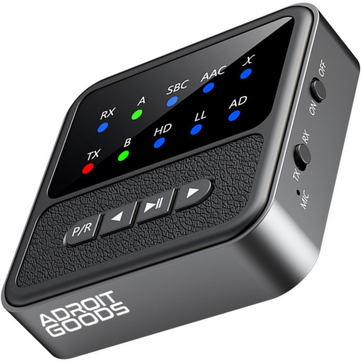 AdroitGoods Bluetooth 5.4 Audio Adapter 2-in-1 Receiver Transmitter AUX RCA HiFi Low Latency Dual Link Draadloze Audio Dongle met Display