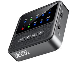 AdroitGoods Bluetooth 5.4 Audio Adapter 2-in-1 Receiver Transmitter AUX RCA HiFi Low Latency Dual Link Draadloze Audio Dongle met Display