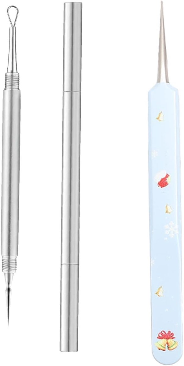 SnelShoppen - Blackhead Remover Metal 2-in-1 Acne Cleaning Needle - RVS Huidadvies Tool voor Zwartpuntjes, Pimpels en Onzuiverheden - Voor Gezicht en