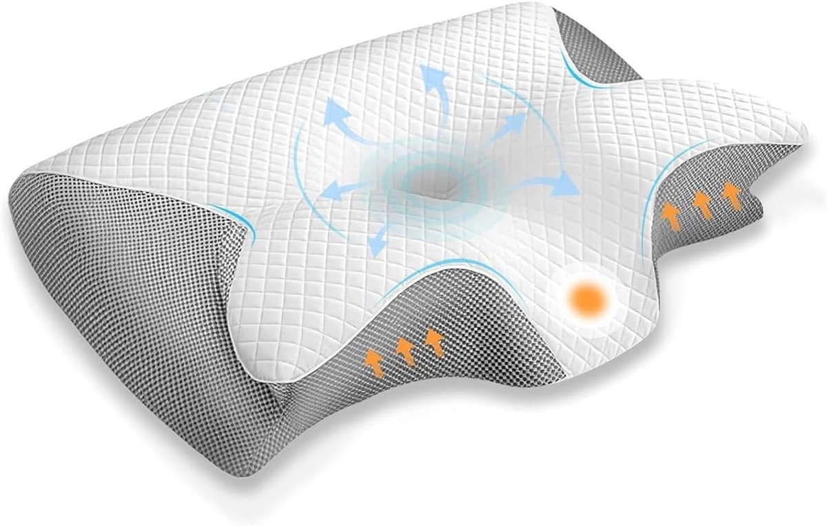 SnelShoppen - Ergonomisch Memory Foam Kussen voor Zijslapers - Neksteun Kussen tegen Nek- en Schouderpijn - 2 Hoogtes - Comfortabel en Ademend - Perfe